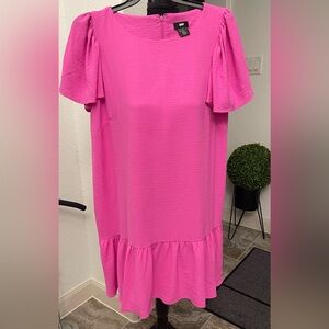 Donna Karen Vibrant Pink Ruffle Hem Dress
